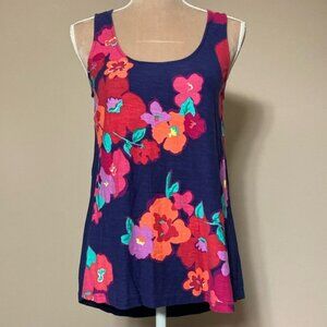 Lilly Pulitzer Blue and Pink Graphic Tank Top